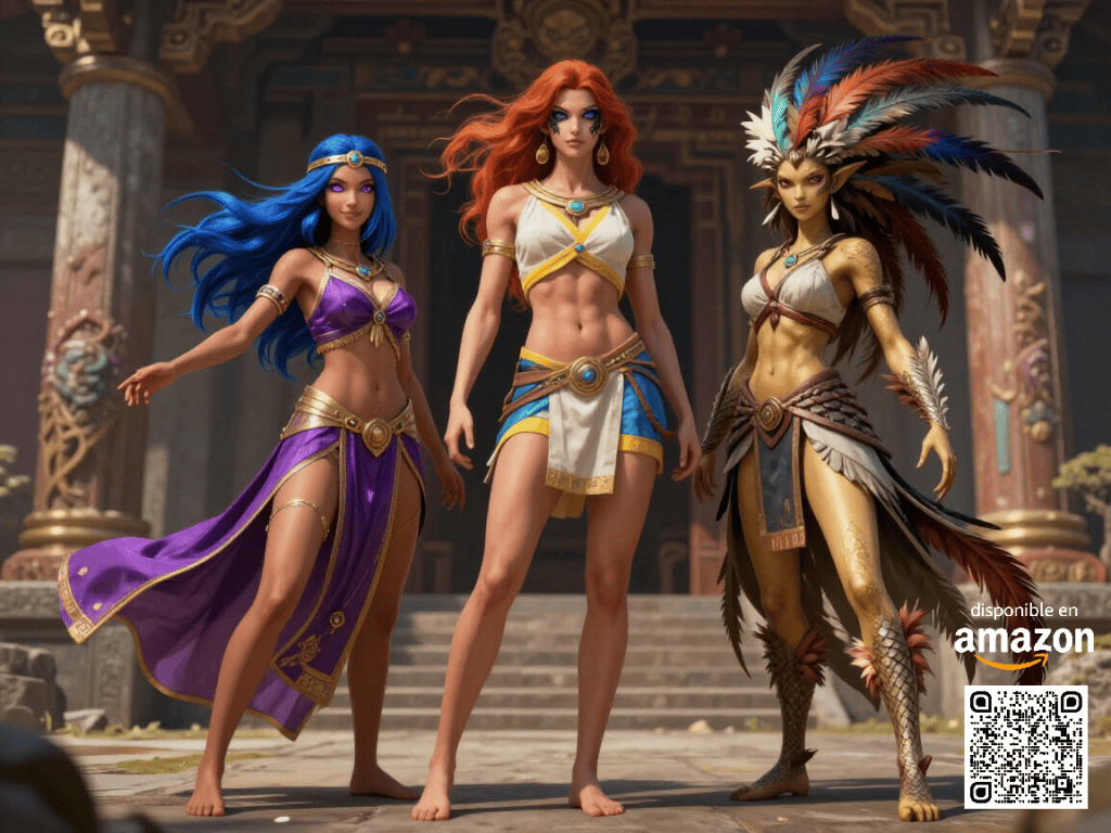 Ylera, Inna y Aokaze, coprotagonistas de las novelas de Arian Amatista.